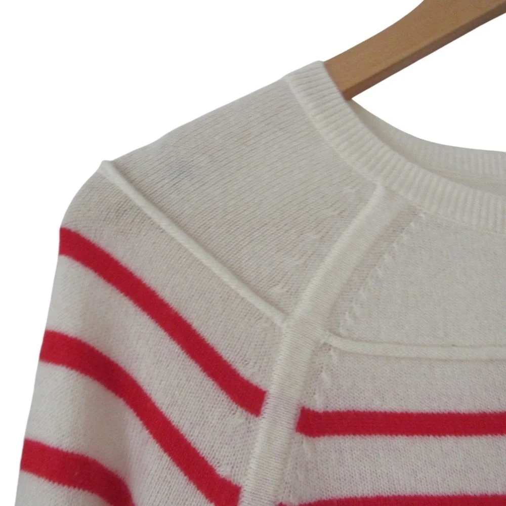 Vineyard Vines Cream Red Striped Sweater XS Wool Cashmere Nautical Knit Pullover - Picture 4 of 9